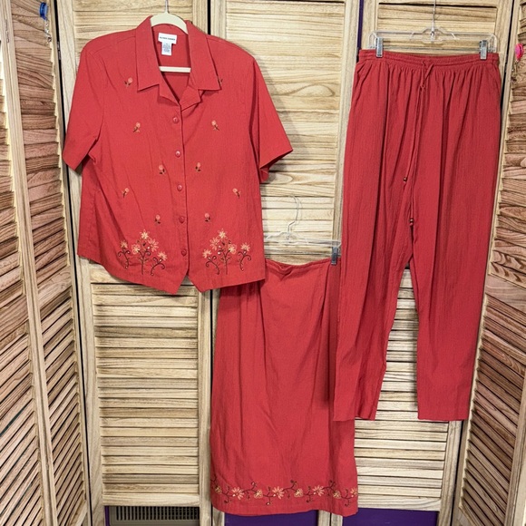 Alfred Dunner Dresses & Skirts - Alfred Dunner 3-Piece Outfit Set Vintage Orange Top Skirt Pants 20W, 16W, 16W